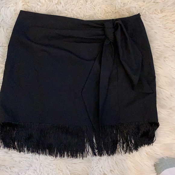 Zara Dresses & Skirts - Zara Black Fringe Mini Skirt